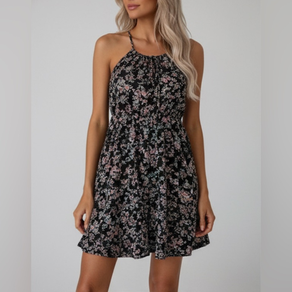 Boho Ditsy Floral Front Tie Strap Sundress